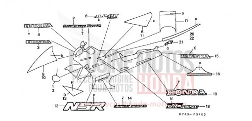 RAYURE/MARQUE (4) NSR125RK de 1989